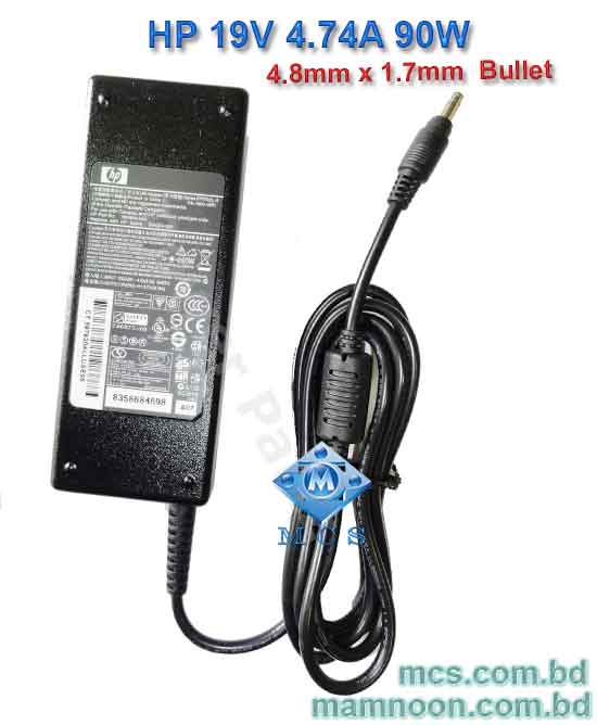 HP Laptop Adapter Charger 19V 4.74A 90W 4.8mm x 1.7mm Bullet Pin
