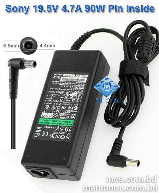 Sony Laptop Adapter Charger 19.5V 4.7A 90W 6.5mm X 4.4mm Pin Inside 1