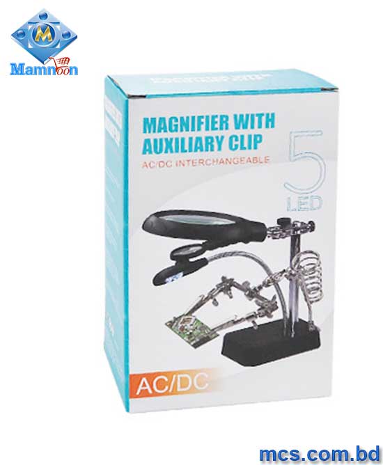 TE 800 5LED Auxiliary Clip Magnifier With AC DC Interchangeable Hand Soldering magnifier