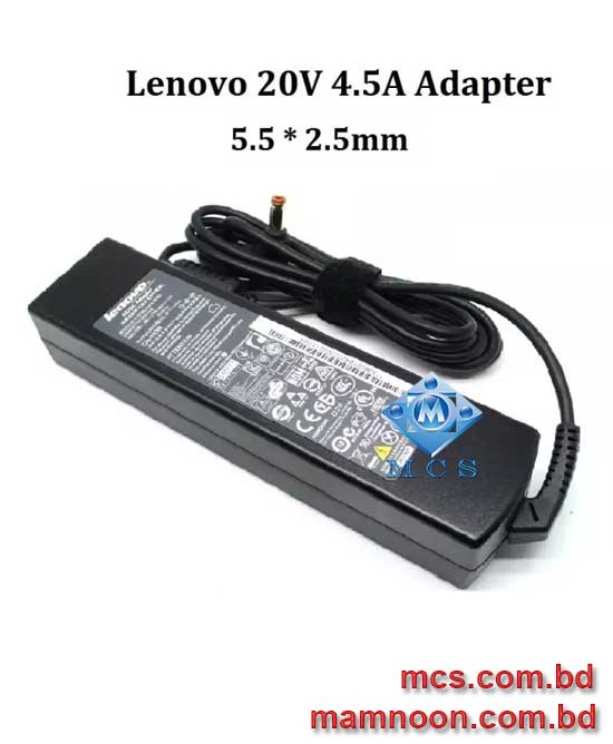 Adapter Charger For Lenovo Laptop 20V 4.5A 90W 5.5mm X 2.5mm