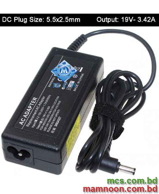 Acer 19V 3.42A 65W 3.0mm X 1.1mm Laptop Adapter