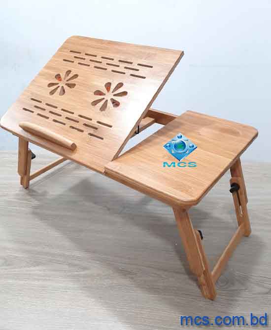 Adjustable Bamboo Laptop Table With Fan Midium Size 50x30cm 3