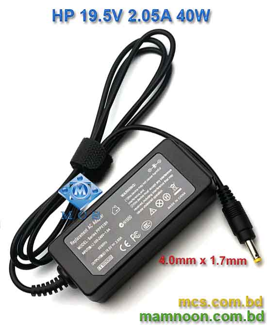 HP Laptop Adapter Charger 19.5V 2.05A 40W 4.0mm x 1.7mm 1