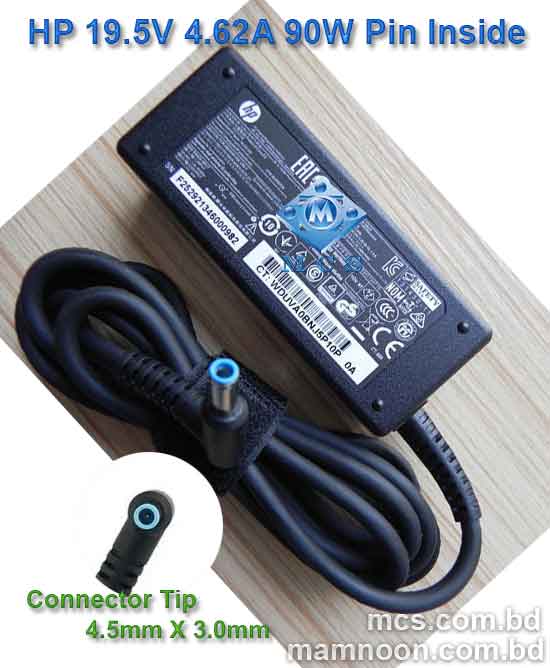 Laptop Adapter Charger For HP 19.5V 4.62A 90W 4.5mm x 3.0mm Blue Port Pin Inside