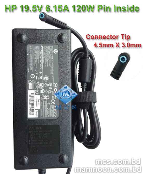 Laptop Adapter Charger For HP 19.5V 6.15A 120W 4.5mm x 3.0mm Blue Port Pin Inside M