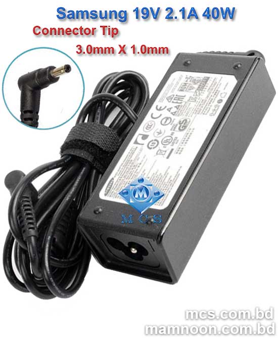 Samsung Laptop Adapter Charger 19V 2.1A 40W 3.0mm X 1.0mm 2
