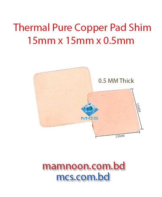 Thermal Pure Copper Pad Shim 15mm x 15mm x 0.5mm
