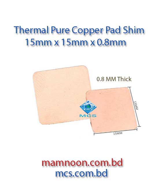 Thermal Pure Copper Pad Shim 15mm x 15mm x 0.8mm