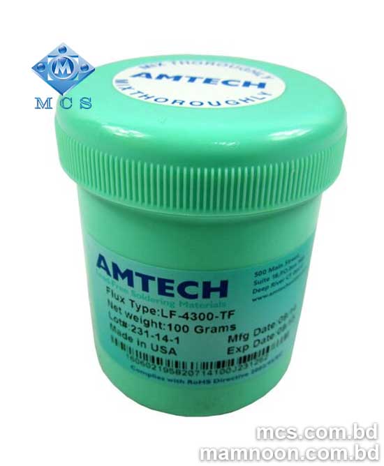 Amtech LF 4300 TF Solder Flux Paste 100gm Original USA Leaded Lead free