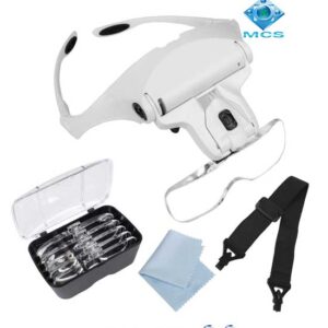 Hands Free Eyeglasses Bracket Headband Interchangeable Magnifier with 2 LED 1