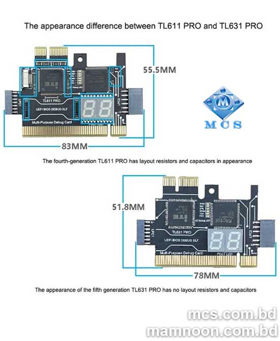 TL631 Pro PC PCI PCI E LPC Diagnostic Analyzer Tester Debug Cards 4