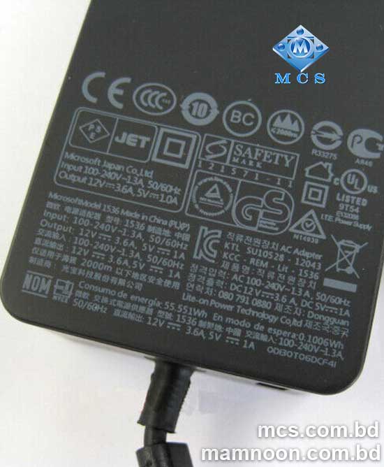 Microsoft Surface Pro Charger AC Adapter 48W 12V 3.6A 1