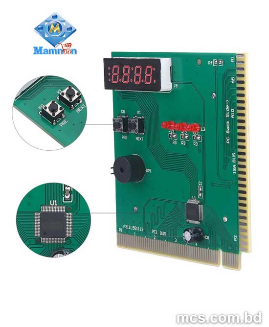4 Digit PC Motherboard Tester PCI ISA Diagnostic Analyser Card.2