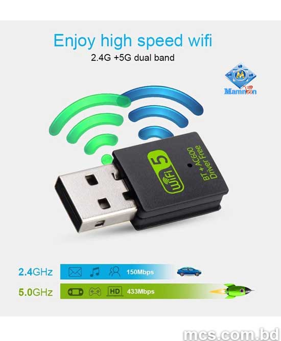 USB WiFi Bluetooth Adapter 600mbps Dual Band.3
