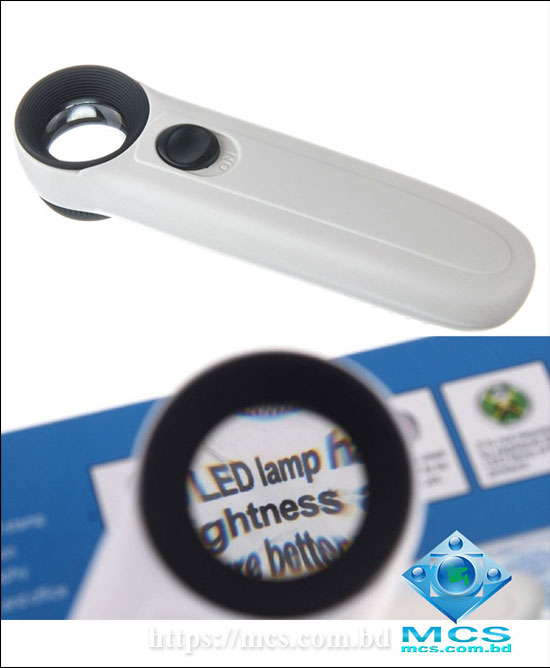 40X 25mm Magnifying Glass Magnifier Hand hold Loupe With 2 LED