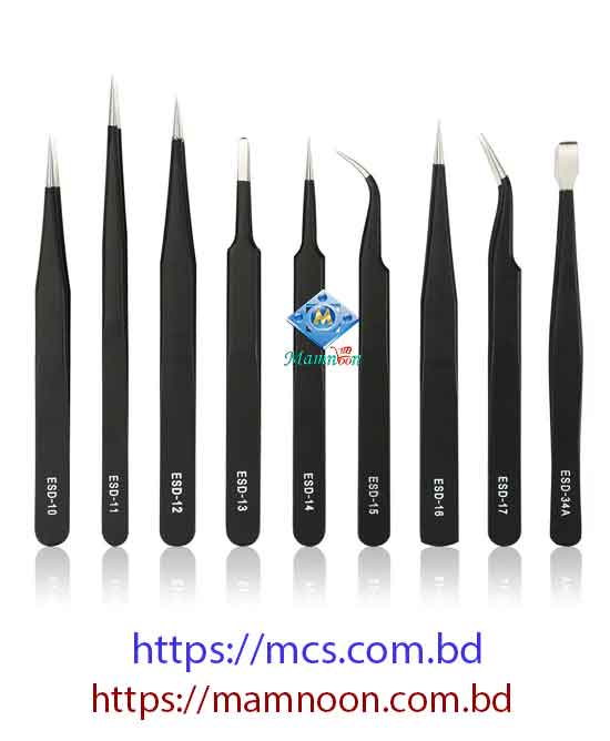 9pcs Stainless Steel Tweezer Set Anti static ESD Tweezers With Non Magnetic Tips For Electronics Repair Soldering Crafting and Jewelry.psd2 .psd3 .jpg5