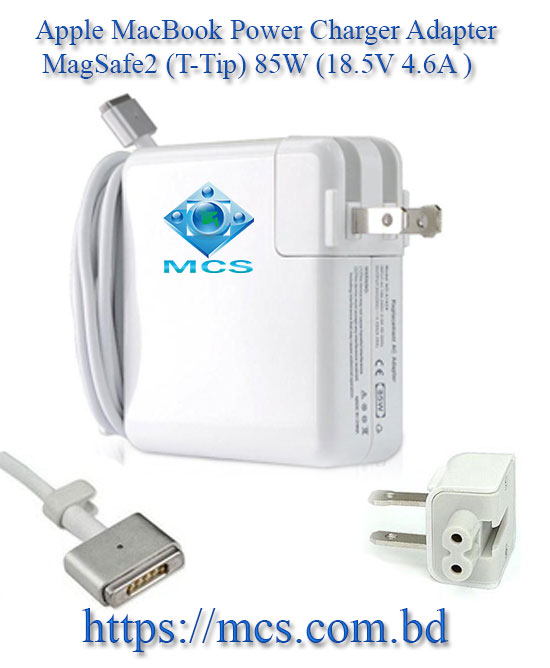 Apple MacBook Power Charger Adapter MagSafe2 (T-Tip) 85W (18.5V 4.6A )