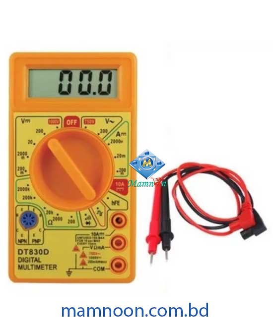 DT830D Digital Multimeter AC/DC Voltage Ohm Ampere Res Diode Meter Tester Yellow