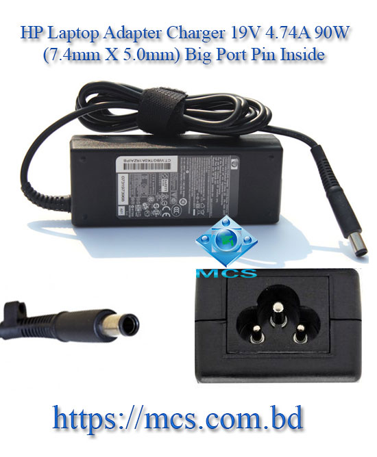 HP Laptop Adapter Charger 19V 4.74A 90W 7.4mm X 5.0mm Big Port Pin Inside