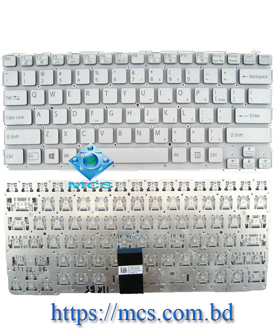 Laptop Keyboard Sony Vaio SVE14A SVE14Axxxx Series Silver Without Frame, PN: 149117311US 9Z. N6BBF. T01