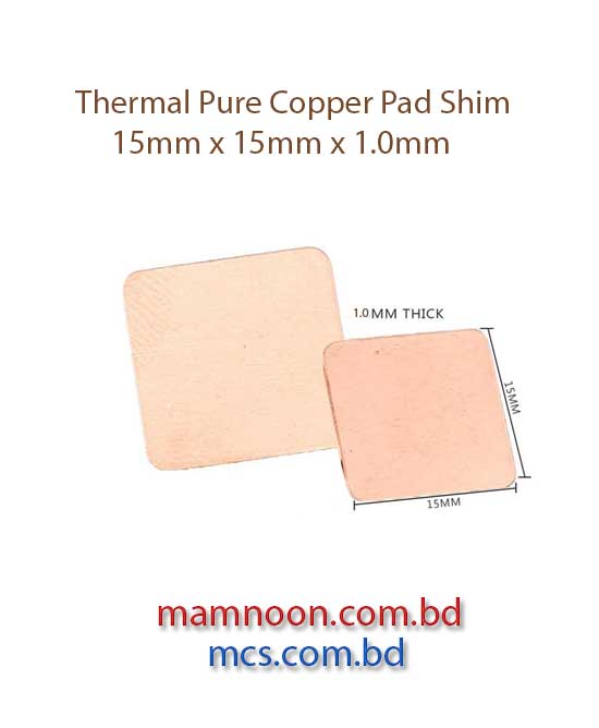 Thermal Pure Copper Pad Shim 15mm x 15mm x 1.0mm