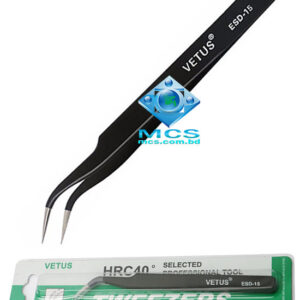 VETUS ESD-15 Anti-Static Fine TIP Stainless Steel Tweezers Best Quality